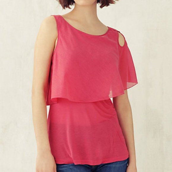 ❤Anthropologie Cut-away Rose Tank, L - Picture 1 of 6